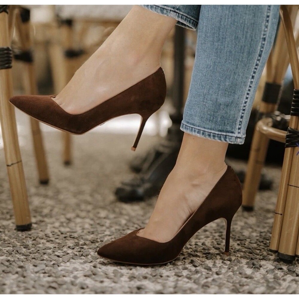 Sarah Flint Perfect Pump 85 Heels Shoes Espresso Brown Suede Leather Size US 7